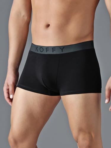 Image of KOFFY Men's Cotton Lycra Mini Trunks with 4-Way Stretch | Wrinkle-Resistant | Ultra-Soft Elastic I 2X Absorbent