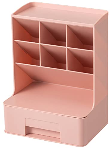 Organizador de Escritorio, Soporte Multifuncional con Cajón, Organizador de Papelería de Escritorio para la Escuela de Oficina en Casa (Rosado) Cover
