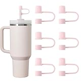 CEDIDJAC 6PCS Silicone Straw Covers Cap Compatible with Stanley Cup 30-40 oz Tumbler with Handle 10mm Straw Toppers Reusable Straw Cover for Stanley Cup Accessories （Light Pink）