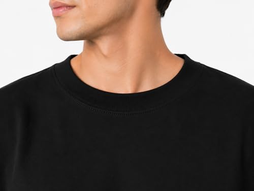 Image of Oheebazar Premium Black Oversized T-Shirt for Men | 240 GSM Heavy Cotton | Loose Fit Plain Streetwear Tee