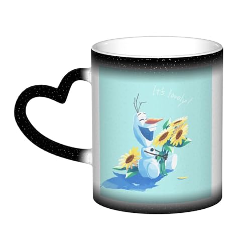 アナと雪の女王 熱で色が変わるマグカップ 変色カップ コーヒーマグ おしゃれ セラミック 温感変色 ハンドル付き 大容量 おもしろい 贈り物 330ml