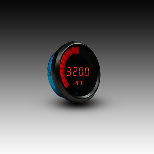 Intellitronix Digital Tachometer Gauge with Bar Graph in White | 3-3/8 LED Digital Tach 0-9900 RPM Torch M9001R (Red)