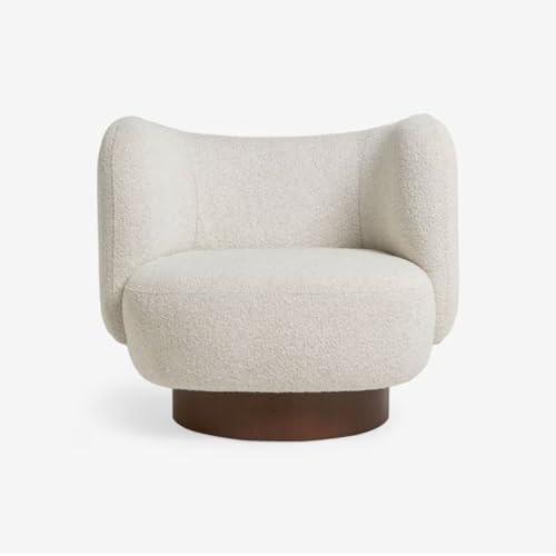 Image of Kingsman Furnitures Nova Swivel Accent Arm Chair for Home | Bedroom, Living, Dining & Drawing Room | Ultra Soft and Comfortable (Off-White Pax Boucle)