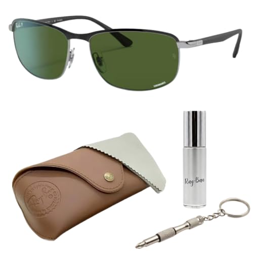 Image of Ray-Ban RB3671CH CHROMANCE POLARIZED Square-Round Shape Sunglasses for Men & Women with Official Eyewear Kit