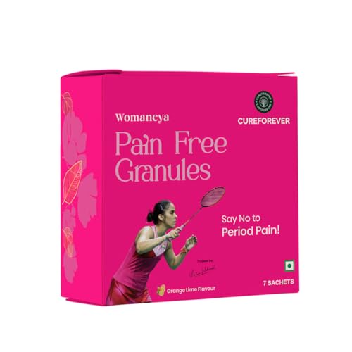 Image of CUREFOREVER Womaneya Pain Free Granules - 7 Sachets for Period Cramp Relief, Powerful Formula with Natural Ingredients for Relief from Menstrual Pain | 1 Sachet equals to 12 hours of Period Cramp Comfort