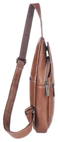 Image of WildHorn Leather Sling Crossbody Bag for Men, Stylish Chest Shoulder Bag for Men Women, Adjustable Strap for Commuting Travel Outdoor Activities Cycling