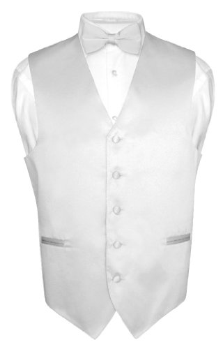 Men's Dress Vest & BowTie Solid SILVER GRAY Color Bow Tie Set for Suit or Tuxedo