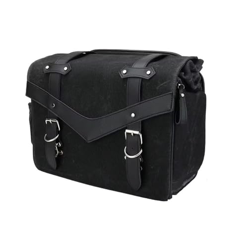 Viaje Moto Bolsa Trasera Bolsa Lateral Motocicleta Lona Encerada Al Aceite Cuero Sillín Retro Universal Para Dyna Sportster Para Cruiser Para Alforjas Bolsa Equipaje Moto(15L)