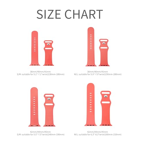 Image of Sport Bands Compatible with Apple Watch Band 38mm /40mm /41mm /42mm /44mm /45mm /49mm Women Men,Soft Silicone Strap Compatible with iWatch Ultra2 /Ultra Series10 /9 /8 /7 /6 /5 /4 /3 /2 /1 /SE Coral