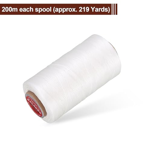Hilo encerado plano para cuero, 200 m, poliéster, blanco miniatura 3