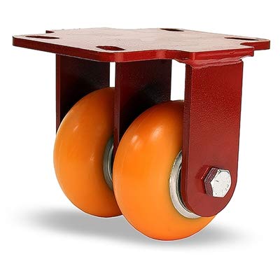 Hamilton Heavy Service Dual-Wheel Rigid Caster Part# R-HS2-42EMB 4" x 2" Ergo-Tec Polyurethane (87A) on Cast Iron Wheels with 1/2" Sealed Precision Ball Bearings - 1,100 lbs Capacity - USA Made