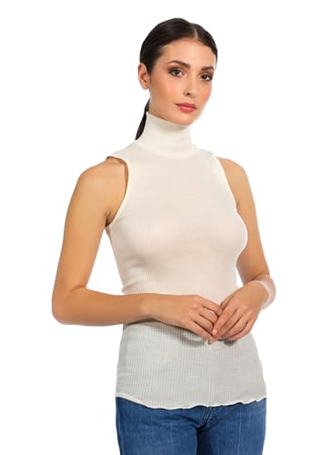EGI ® Luxury Wool Silk Turtleneck/Mockneck Sleeveless Top. Proudly Made in Italy.