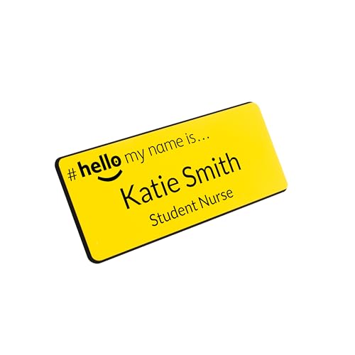 Badgemaster Hello My Name is Name Badge 76 x 32mm (No Dome) Yellow Black