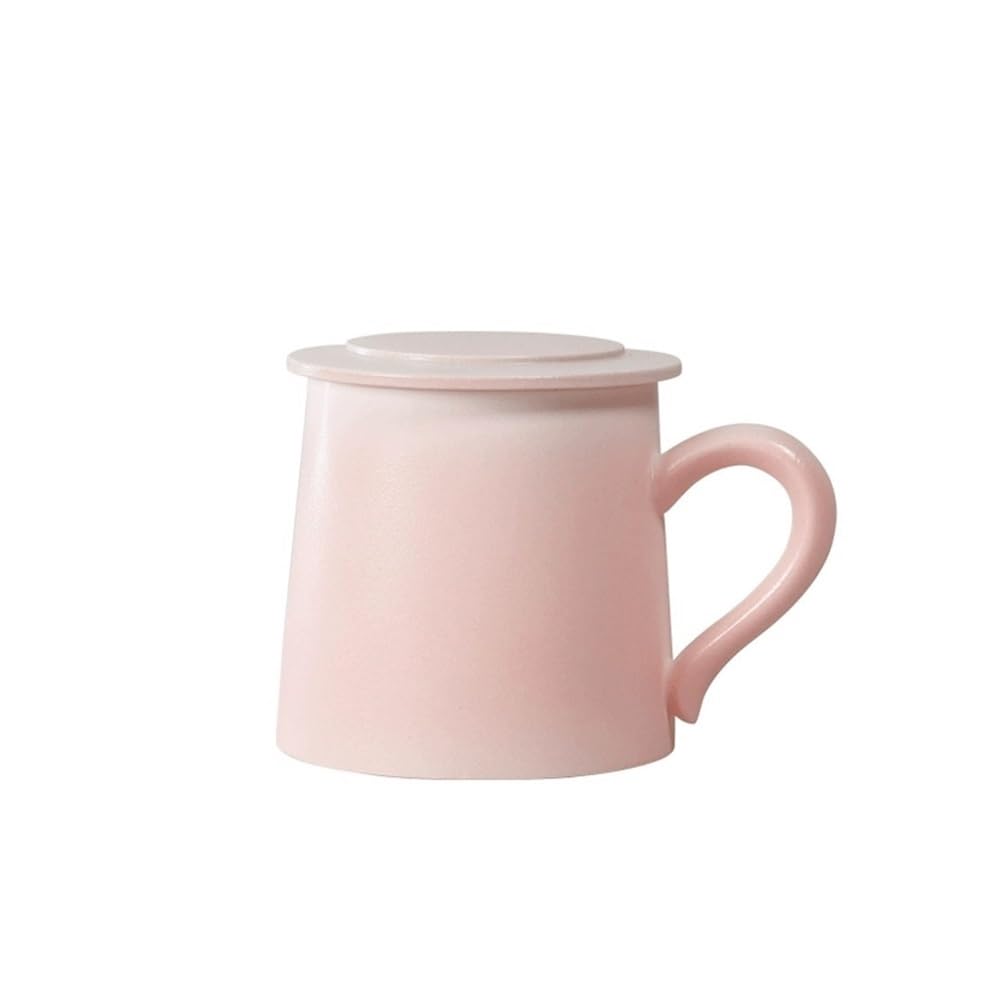 Filiżanki do kawy Różowy ceramiczny kubek do kawy z pokrywką, zestaw 1 szt. Pojemność 11,5 uncji Idealny do użytku domowego lub jako prezent dla przyjaciół