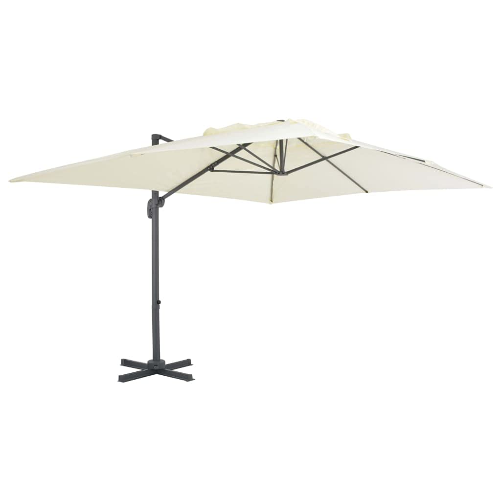 Homgoday Sombrilla jardín voladiza con Palo de Aluminio Arena 400x300 cm Sombrilla de Jardín,Protección UV Sombrilla Jardín Grande Orientable Jardín Parasol Balcón