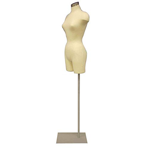 Adult Female Pinnable Off White Dress Form Mannequin Torso with Adjustable Square Metal Base #F2WLG-05