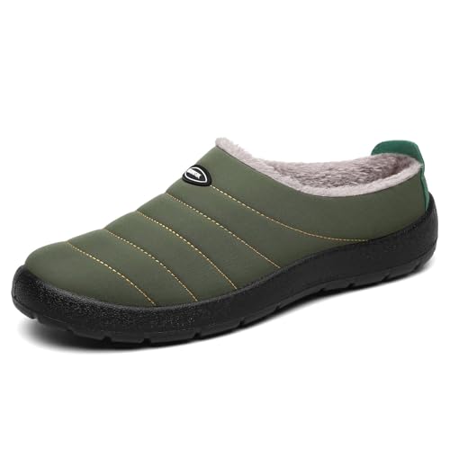 Image of Mishansha Mens Womens Winter House Slippers Green 8.5 Women/6.5 Men