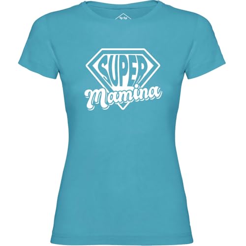 T-Shirt Femme Super Mamina Bleu pour les sorties en famille