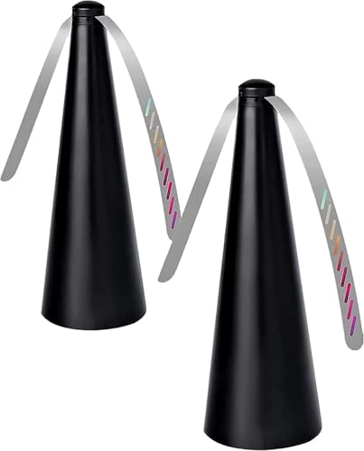 Fly Repellent Fan for Tables - USB or AA Battery Powered - Fly Swatter for Indoor/Outdoor Dining Or Food at Parties Restaurants Fly Spinner Keep Flies Away with Holographic Blades (Black - 2 Pack)
