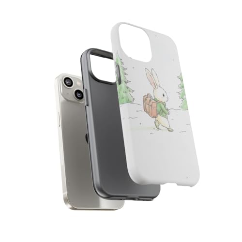 Coque iPhone 14 lapin forêt enneigée finition mate premium blanche - 3