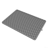 NEIQIUWING Abnehmbare Silikon Katzenstreu Matte mit Doppelschicht Design Kratzfest und Rutschfest Auffangmatte für Katzentoilette Futterplatz oder als Türmatte 46,5x32,5 cm(Gray)