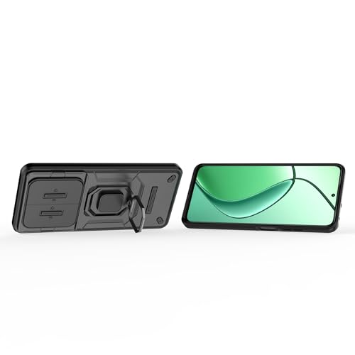 Image of CamShield Pro Case with Slide Camera Protection and Ring Stand Bumper Back Case Cover for Realme Narzo 70x 5G /N65 /12 5G /12X /C65 (Black)
