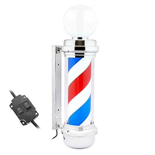 PrimeMatik Poste de barbero Luminoso y Giratorio con lámpara Superior para peluquerías de 230 x 845 mm (BQ021), Multicolor