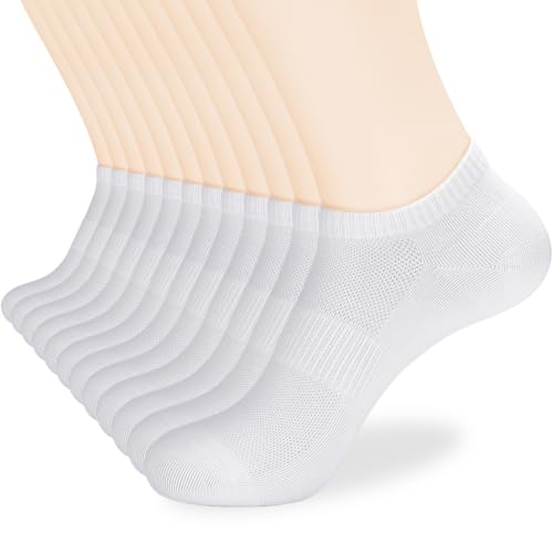 Image of Corlap Women's Ankle Socks,Thin No Show Low Cut Lightweight Athletic Socks | 6 /12Pairs White Short Low Rise Liner Non Slip Summer Socks for Running Golf Workout Yoga Pilates Loafer Flats Sneaker Shoes