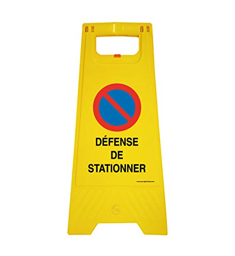 AUA SIGNALETIQUE - Chevalet de signalisation défense de stationner - Poids 1KG en plastique jaune