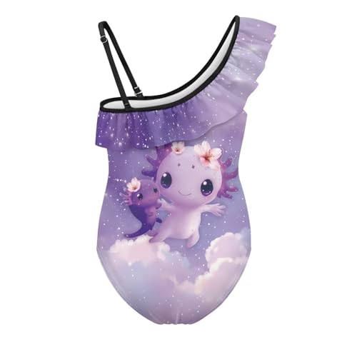 Ruffled Halter One-Piece Swimsuit for Girls with Capybara Print - Light, Elastic, Breathable for Pool, Beach2