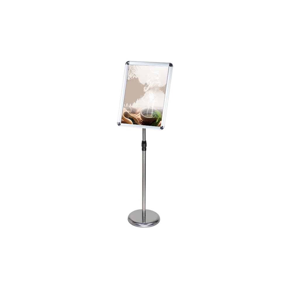 Soporte para cartel, expositor publicitario reemplazable en el suelo con esquina de seguridad y base redonda estable, 17,72 x 24,57 pulgadas, blanco (oro, 9,45 x 12,87 pulgadas)