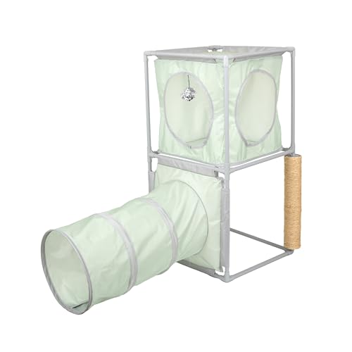 Kitty City Cozy Cat Play Furniture, Cozy Cube Retreat Cat Tower (Green)