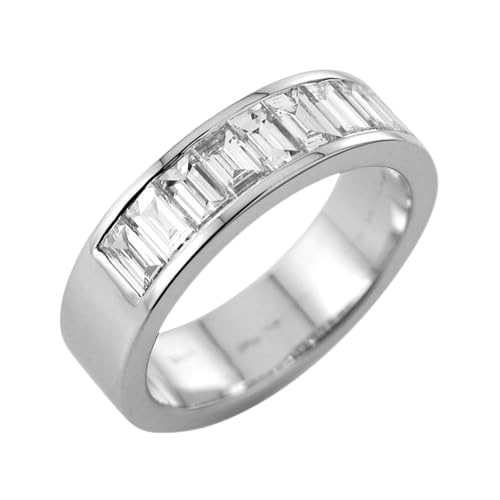 VIEN® Solid Silver Wide Band Ring VVS Moissanite Baguette Ring for Men Stainless Steel Cubic Zirconia Ring (7) (B0CG1C9WFB) Amazon Price History, Amazon Price Tracker