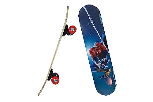 Image of Portable Handheld Lightweight Skateboard 24 inchX 6 inch Light Flashing 4 Wheels Mini Cruiser Skateboard, Beginners Longboard Suitable for Kids, Age (5-9 Years) (Spider Man Print)