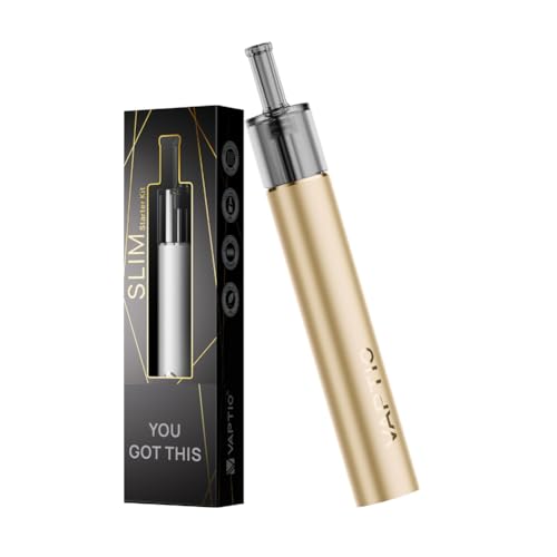 VAPTIO Slim Kit Cigarette électronique Batterie de 500mAh 16W Vape Pen avec cartouche de 1,0 ohm,sans liquide sans nicotine(or)