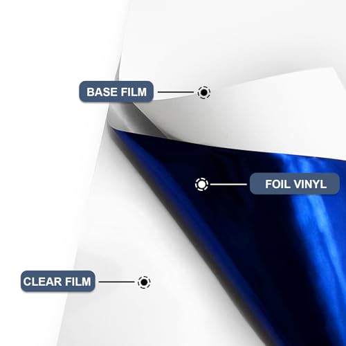 Image of Blue Heat Transfer Vinyl Roll, 12 inch x6Ft Mirror Metallic Iron on Vinyl, Soft Metallic Foil HTV for T-Shirt, Chrome HTV Easy to Cut & Weed for Heat Vinyl Design