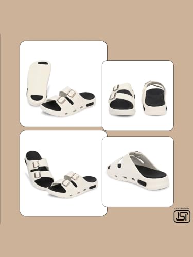 Image of SLIPOVER Men EVA Double Strap Sandals | Adjustable Buckle Comfort Slides | Lightweight Anti-Slip Ventilated Casual Sandals for Everyday Indoor Outdoor Wear