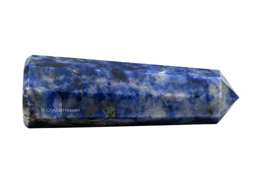Image of Crystal Heaven Certified Sodalite Crystal Tower Obelisk Point for Chakra, Healing and Balancing - AAA Grade Original Certified Gemstone Agate for Reiki Meditation Yoga Spiritual (3-4 Inches)