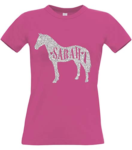 T-shirt cheval personnalisé en paillettes rose pour femme Edward Sinclair taille XS