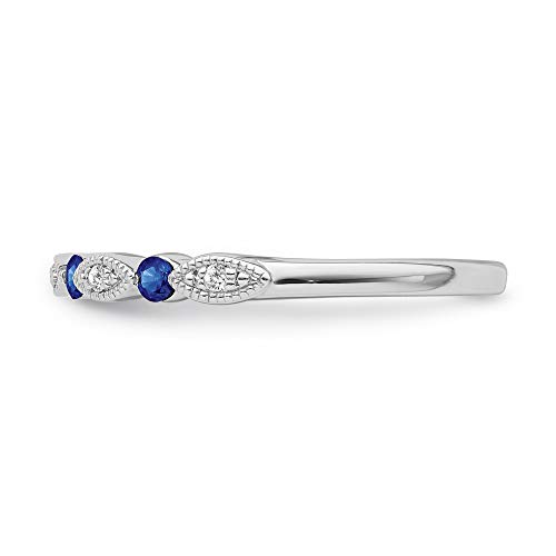 10K Gold and Silver Diamond and Blue Sapphire Stackable Band Ring (1/20 cttw, I-J Color, I2-I3 Clarity)2