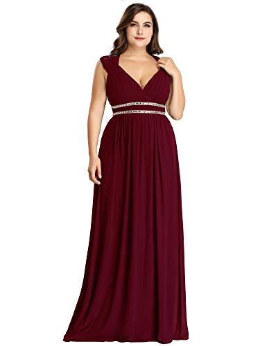 Ever-Pretty Plus Women's V-Neck Empire Waist Floor Length Bridesmaid Dress Plus Size Burgundy Us22 #TOP7