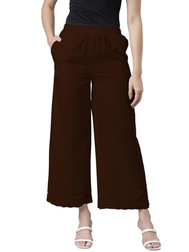 Image of GO COLORS Soft Linen Wide Pant Full Length for Women| Breathable, Mid Rise