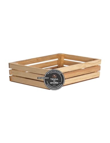 La mejor comparación de Huacales los preferidos por los clientes. 47 Cajas Decorativas de Madera de Pino Natural, Huacales con medida 35 cm x 25 cm x 8 cm, para Centros de Mesa y Regalos, 6 Piezas