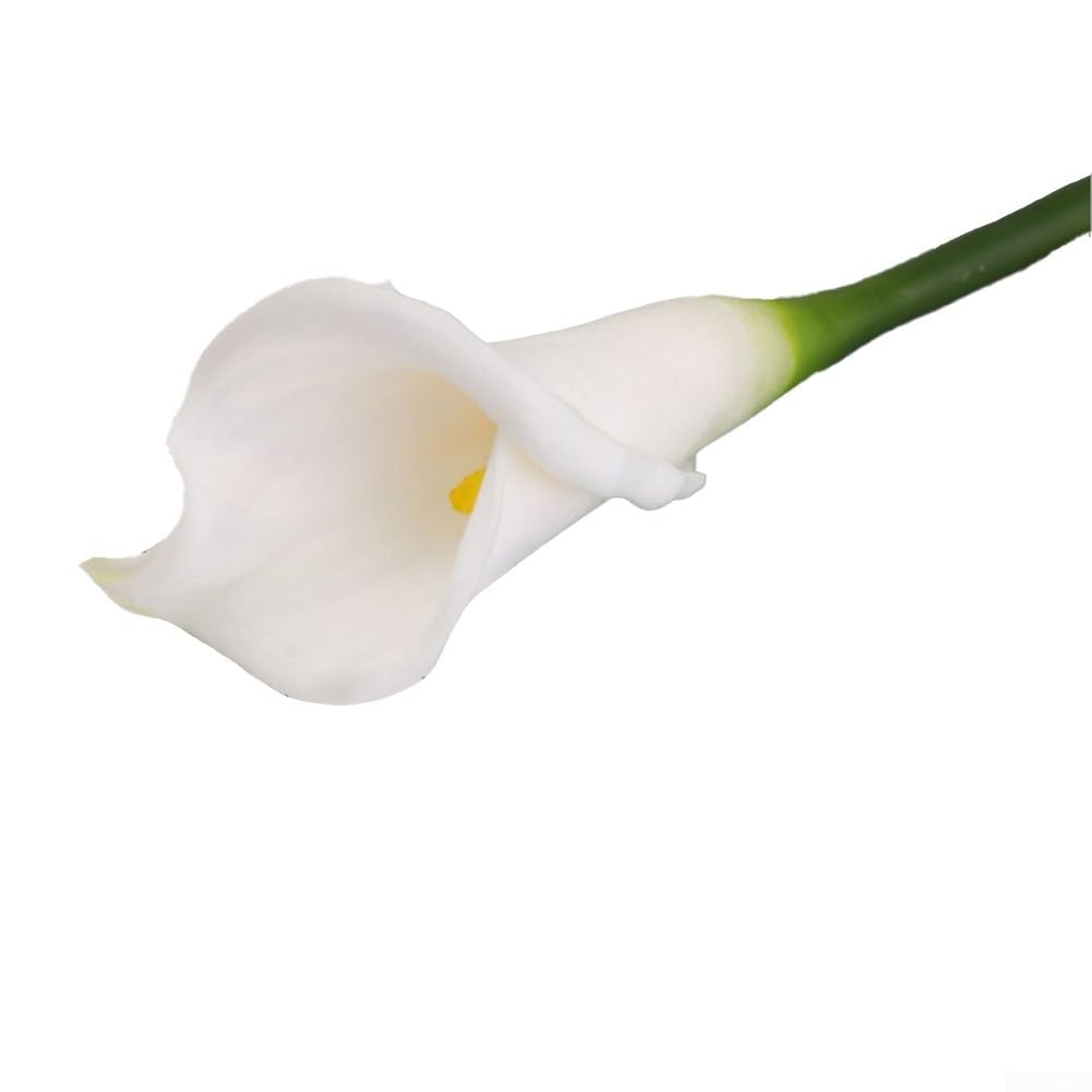 Beautifully Crafted Artificial Calla Lily Bundle, Lifelike Lilies in White and Yellow Colors, Detachable Heads (white)