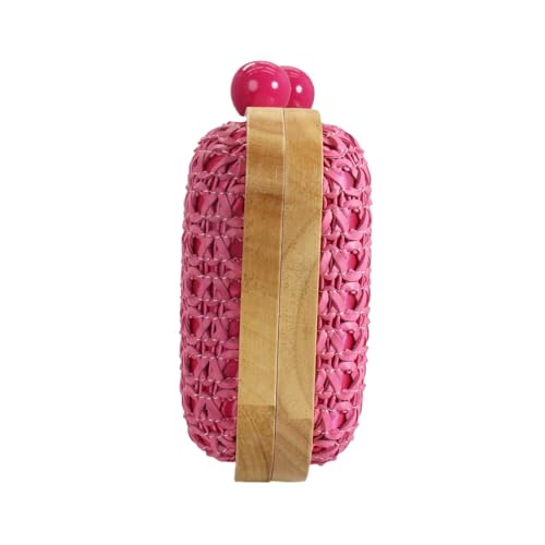 Image of Women Straw Clutch Purse Handwoven Summer Evening Bag Beach Straw Handbag Wedding Party Clutch Bag Wicker Purse