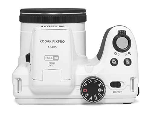 KODAK PIXPRO AZ405-WH 20MP Digital Camera 40X Optical Zoom 24mm Wide Angle Lens Optical Image Stabilization 1080P Full HD Video 3" LCD Vlogging Camera (White), Full Frame
