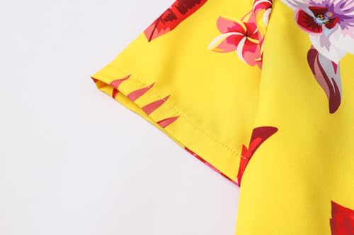 Image of Cromoncent Matching Hawaiian Outfits for Family, Dad and Son Matching Luau Beach Tropical Shirts Mommy Daughter Tropical Sets