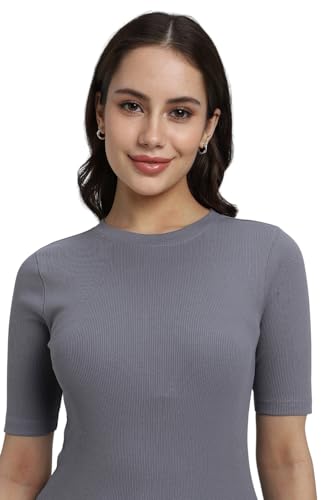 Image of Forever 21 Womens Solid Regular Fit Basic T-Shirts