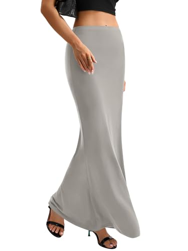 Image of KIFOVEN Women's High Waist Elastic Flare Sexy Bodycon Basic Slim Maxi Skirt
