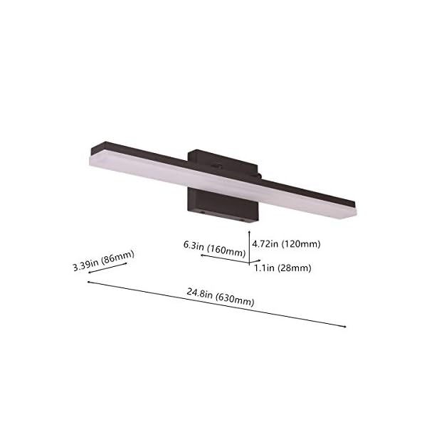 Mirrea Moderne LED-Waschtischleuchte für Badezimmerbeleuchtung, dimmbar, 24 W, schwarz lackiert, kaltweiß 5000 K – Bild 8